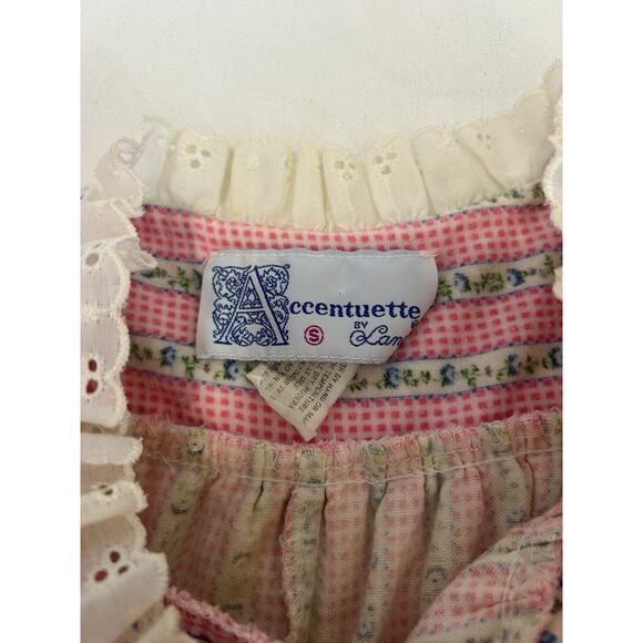 Vintage Accentuette Lanz Floral Flannel Lace Trim Nightgown Small Cottagecore - Picture 2 of 12